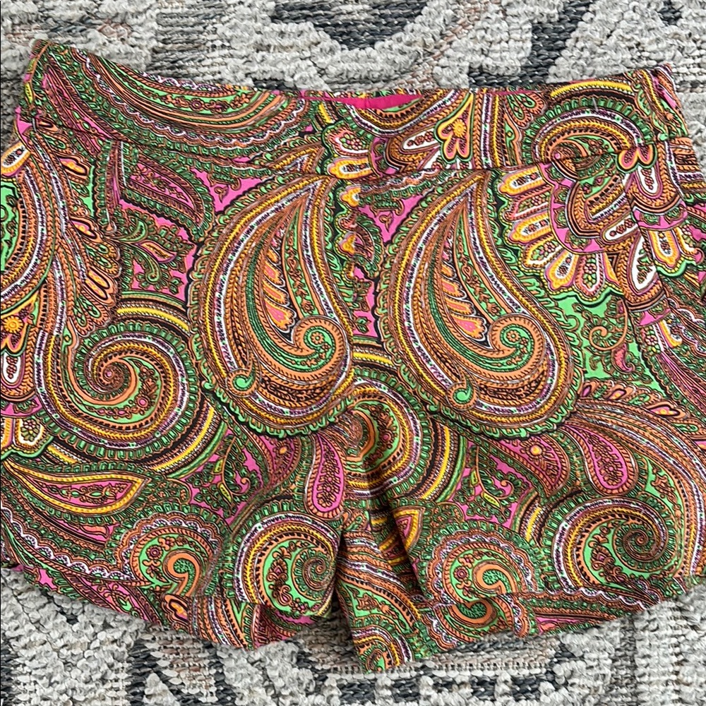 J. Crew High Waist Pink and Green Shorts